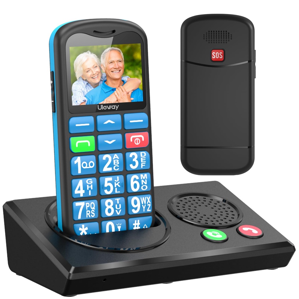 uleway 4G Senior Mobile Phone Unlocked with Bluetooth Charging Dock Handsfree Speakerphone 