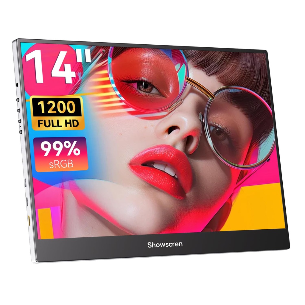 Showscren 14inch Portable Monitor, 1920x1200P Display, 60hz,99% sRGB,mini HDMI USB-C