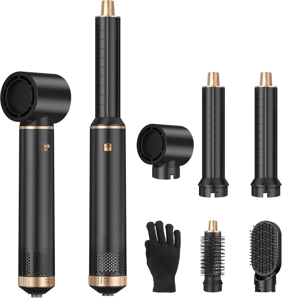 Dryhsip Hair Dryer Brush, 5-in-1 Hot Air Brush, Blow Dryer & Styler with Detachable Heads (C