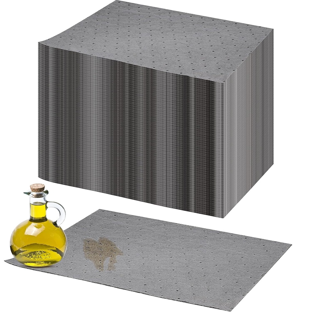 Oil Absorbent Pads, 100 Pcs Universal Spill Control Sheets (25 x 33cm), Rapid Absorption for