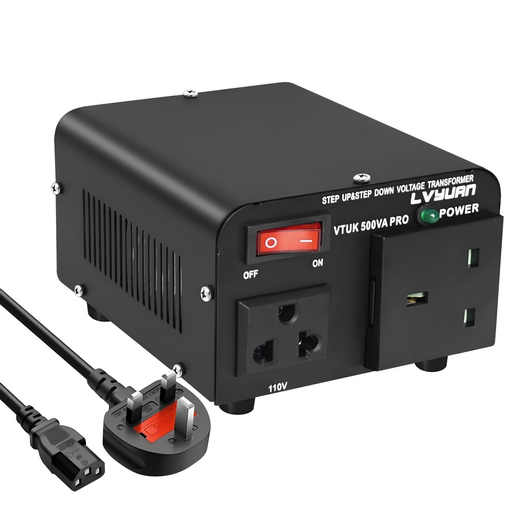 500W Voltage Transformer, 220/240 Volts to 110/120V Step Up Step Down Voltage Converter, UK