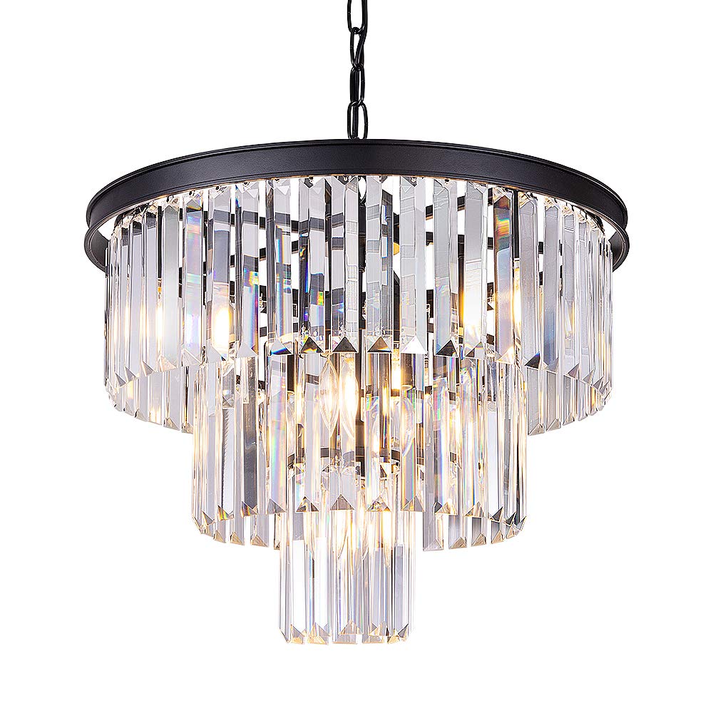 Wellmet 20 inch Crystal Chandelier, 3-Tier Contemporary Modern Bathroom Chandeliers
