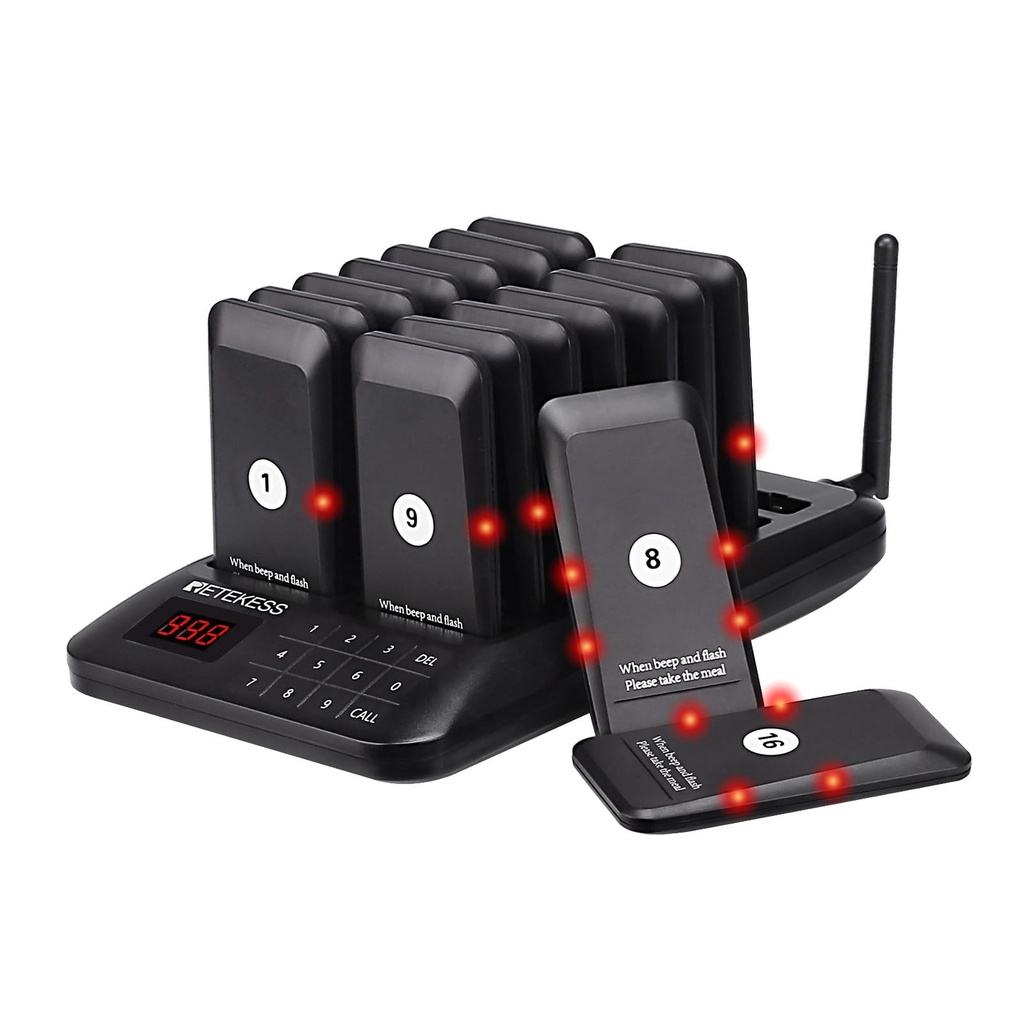 Retekess TD157 Restaurant Pager System, 500M Restaurant Buzzer, Out of The Box, 300 mAh 24H