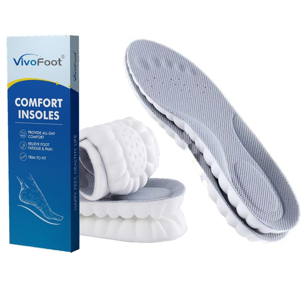 VivoFoot Memory Foam Insoles, Anti-Fatigue Pain Relief Everyday Work Sports Running Comfort