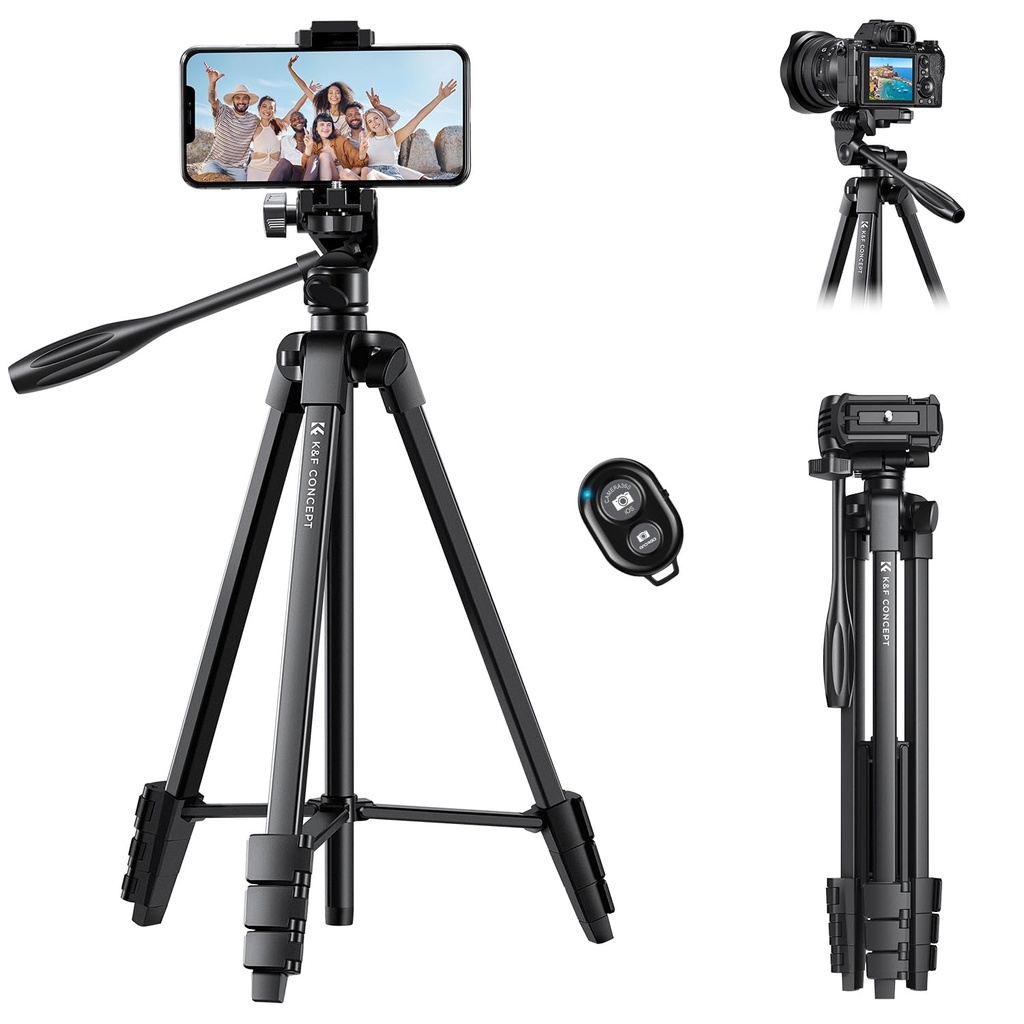 K&F Concept B174A1 Lightweight Tripod for Camera Phone, 60 inch/152cm Tripod for Smartphone