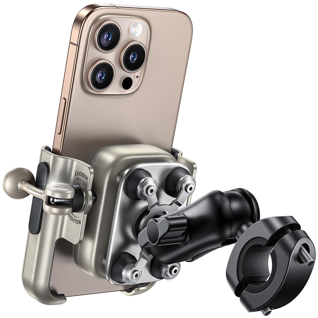 Lamicall Motorbike Phone Holder [Dual Anti-Shock] - [2025 All-Metal] Bike Phone Holder, Ant