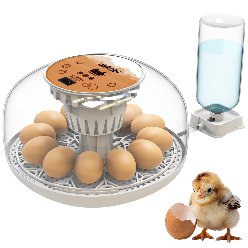 M12 - Egg Incubator with Automatic Turning and Humidity Control - 12/24 Eggs, 360Ã‚Â° View,
