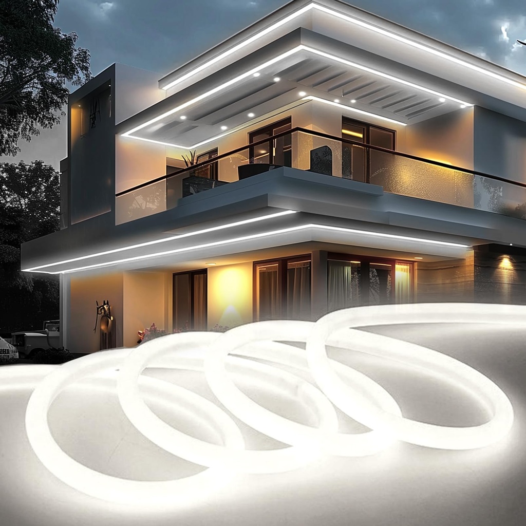 KSIBNW LED Strip Light 20m/65.6ft Outdoor Waterproof, Cool White 320 Glow Neon LED Strip
