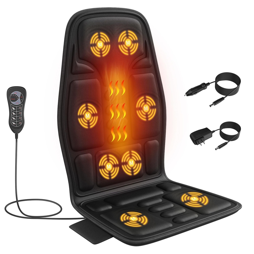 Vibration Back Massager for Chair with Heat, Chair Massager Pad with 8 Vibration, Seat Cushi