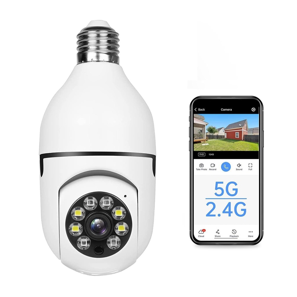 SECUEYE E27 Bulb Camera 5MP WiFi 2.4GHz 5GHz Pan/Tilt 10x Digital Zoom Automatic Tracking Co