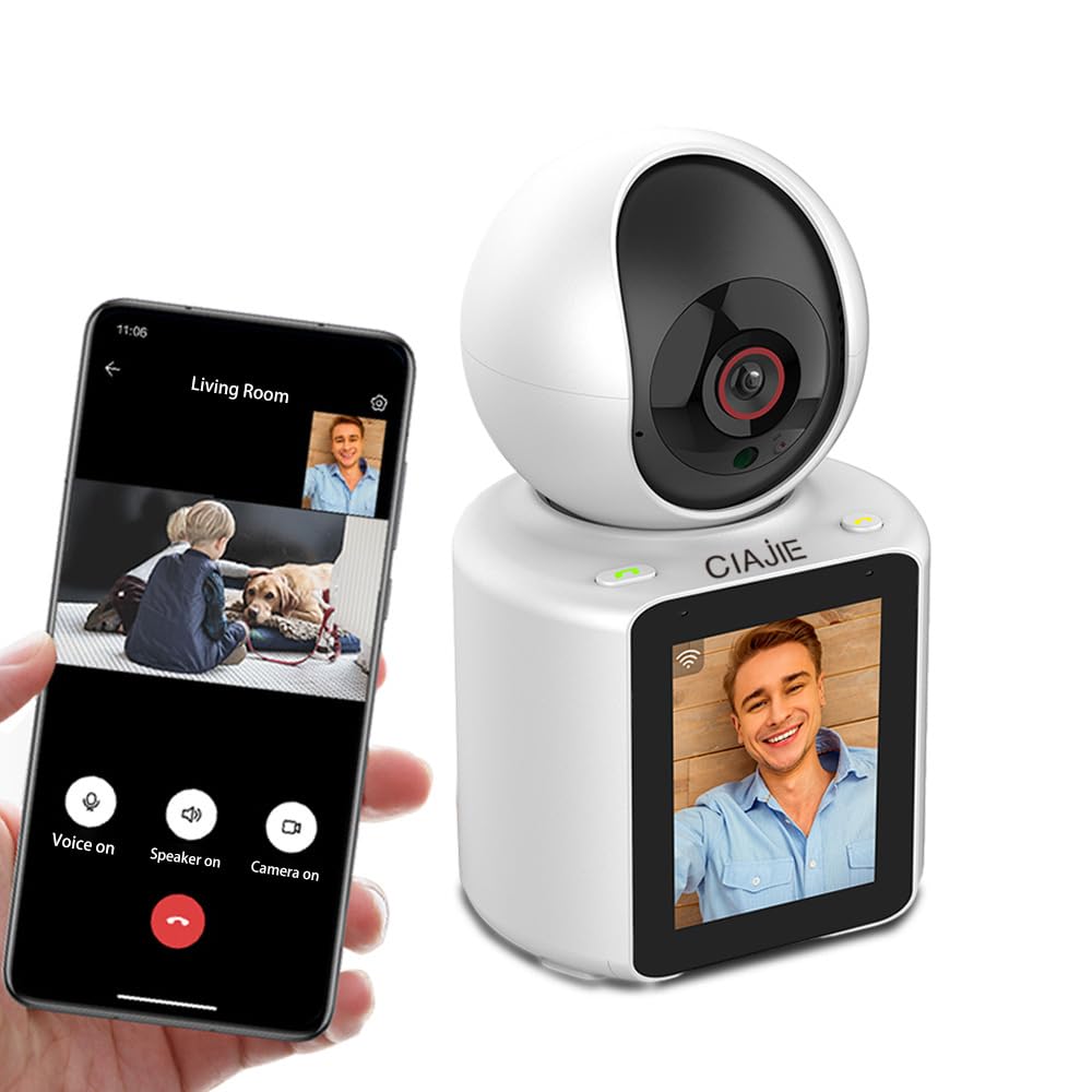 CIAJIE Two-way video camera 2.8-inch screen,Pet DogIndoor Home Nanny Cam,wifi camera