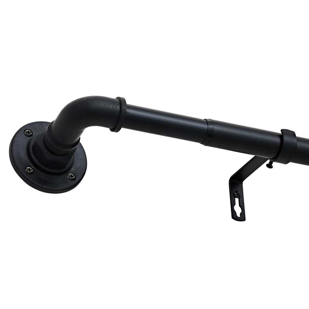 WL.Rocaille Black curved curtain rod Adjustable curtain track 30" to 84",Retractable metal telescopic rod