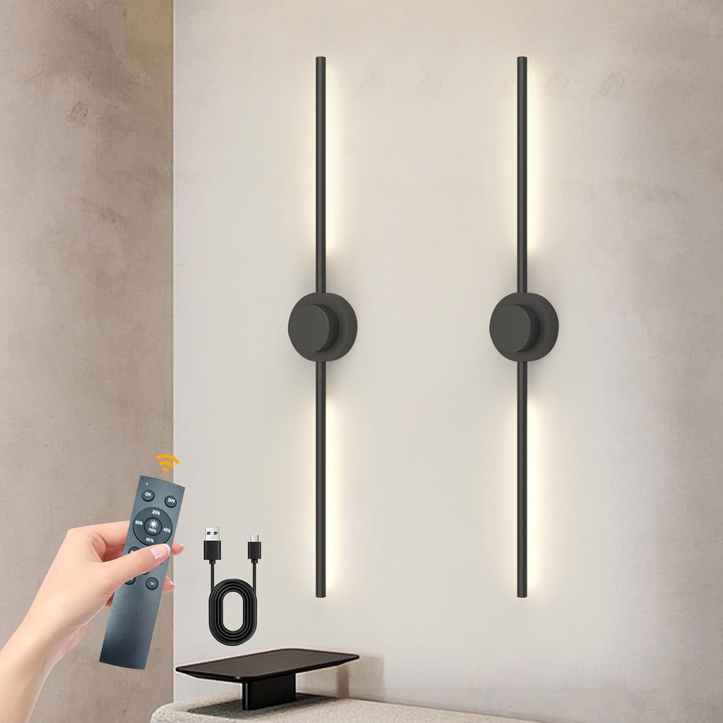 GEADI Battery Operated Wall Lights Indoor 100 CM, Rechargeable LED Wall Sconce Lights Dimmab