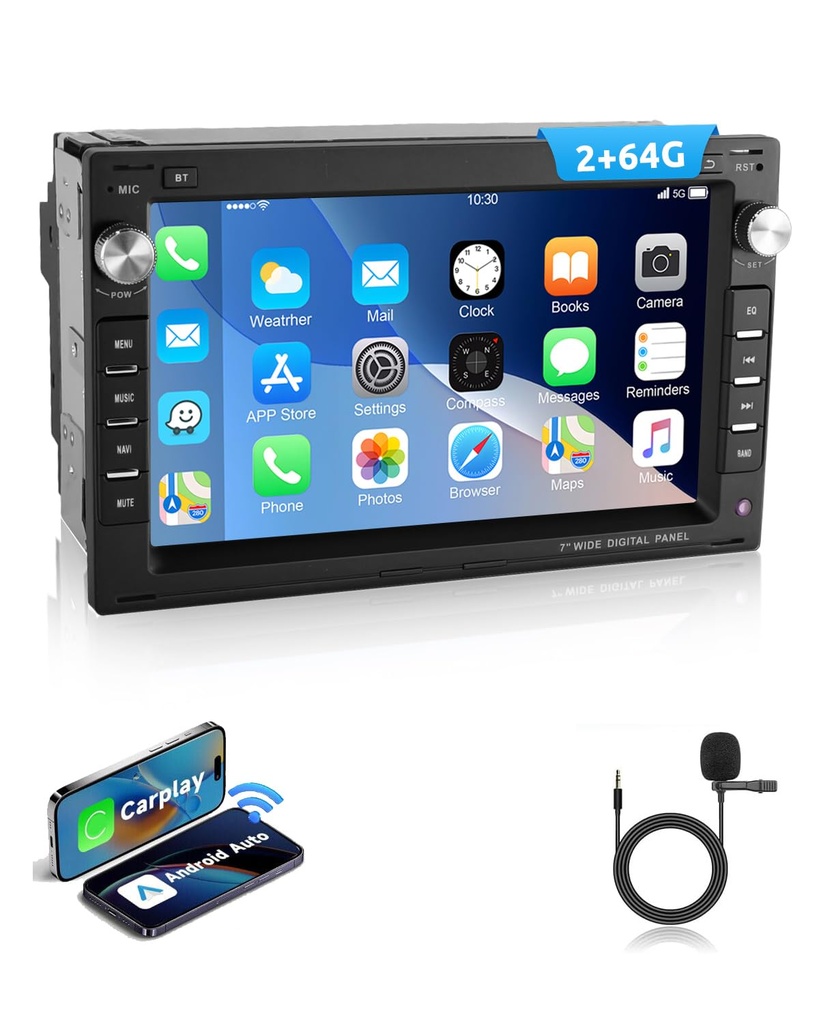 ESSGOO Wireless CarPlay and Android 2+64G Android 15 Car Radio for VW Polo MK3/4 9N Golf 4 P