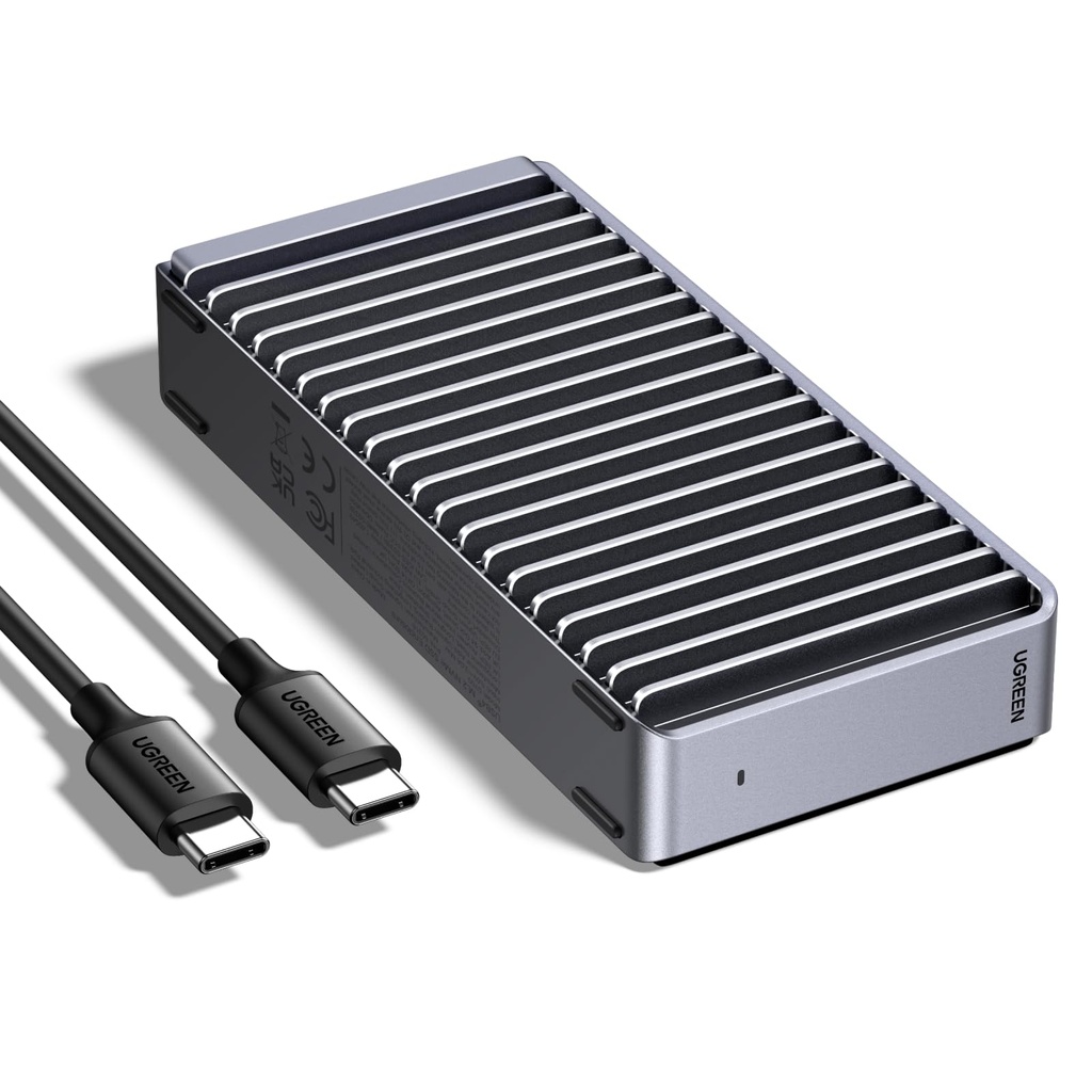 UGREEN 40Gbps M.2 NVMe SSD Enclosure, Aluminum NVMe Enclosure w/Dual-Sided Fin Heat Sink, No