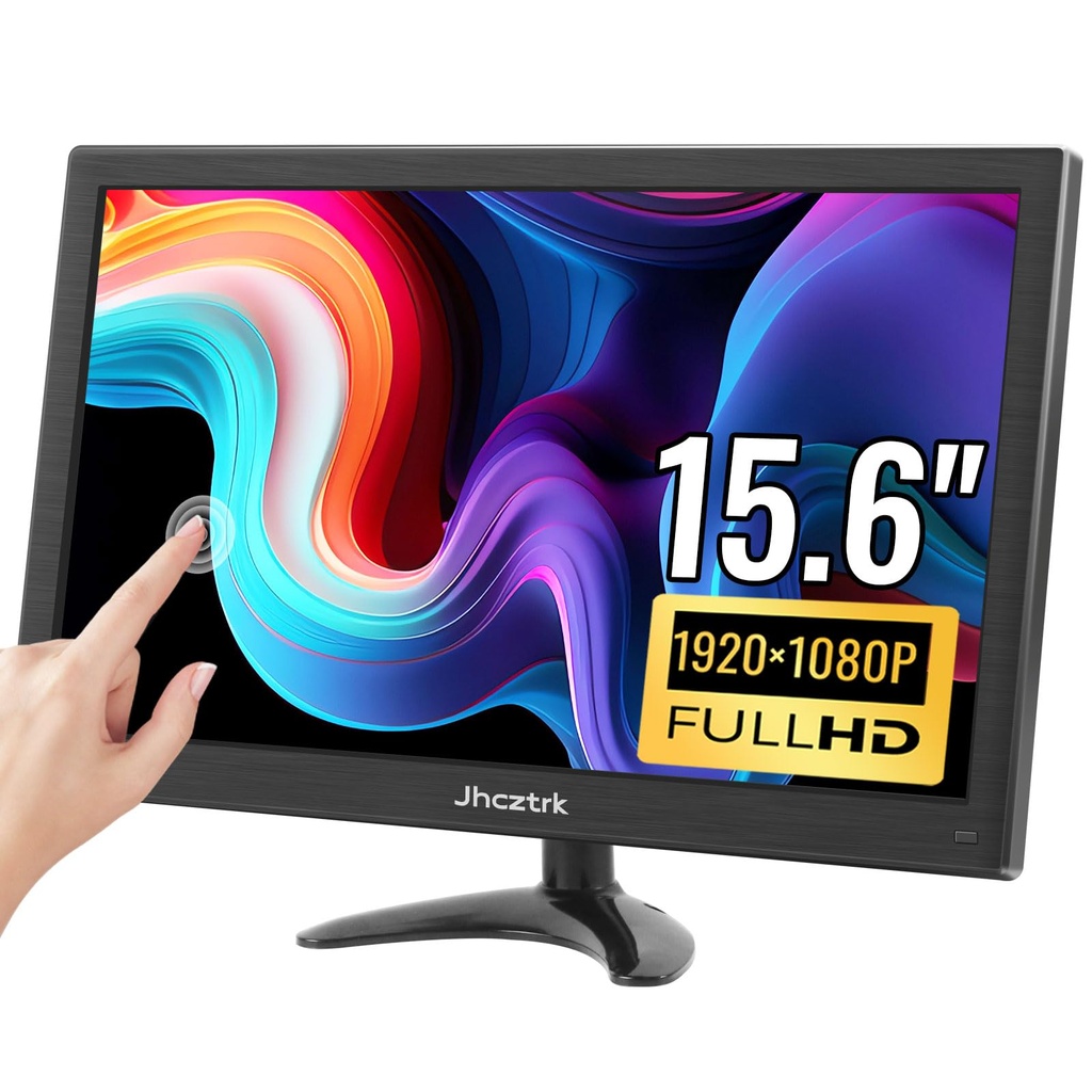 Jhcztrk PC Touchscreen Monitor 15.6 Inch 1080P Full HD IPS Display 10-point Capacitive Touch