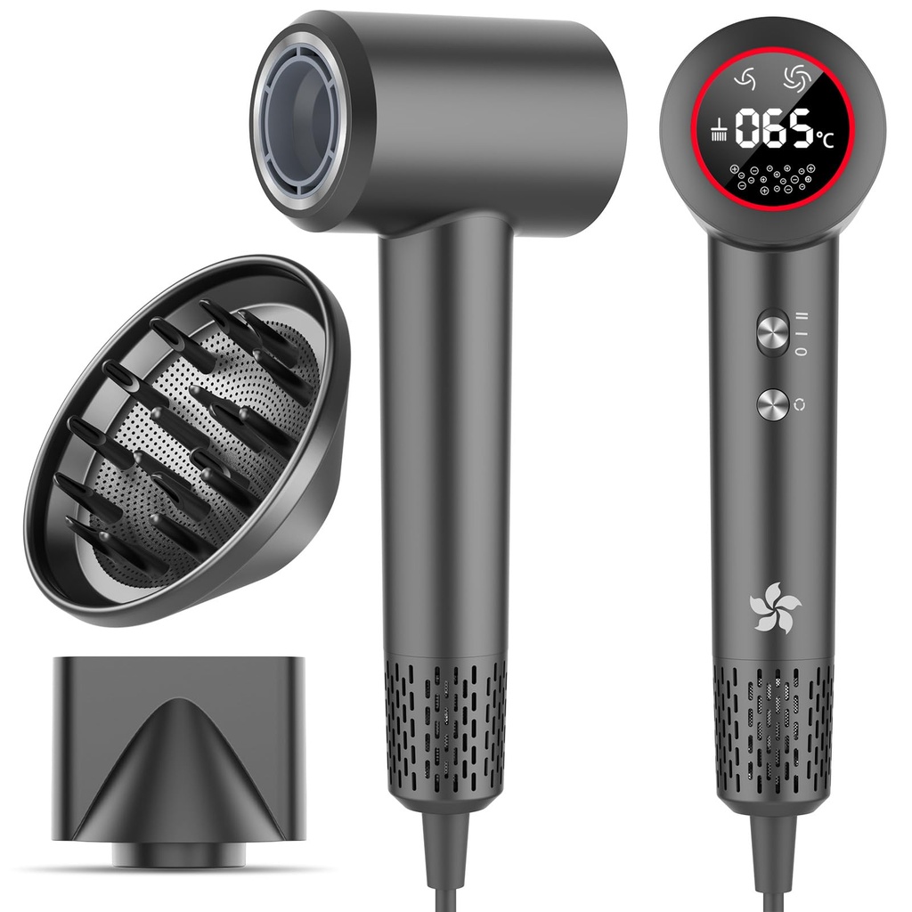 Hair Dryer with Diffuser, 400 Million Professional Plasma Hair Dryer, 110,000 RPM High Speed