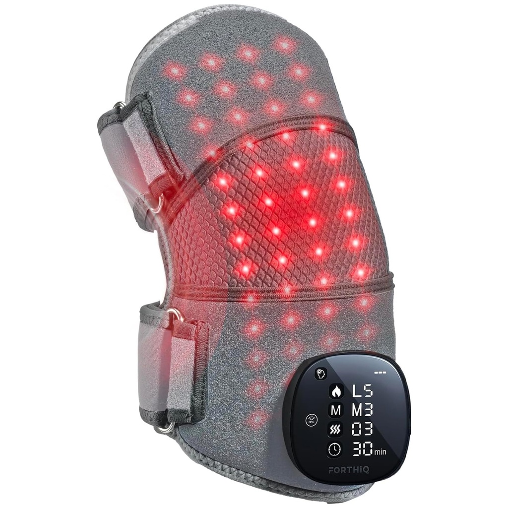 FORTHiQ RED+ Knee Massager with Heat and Red Light Therapy, Knee Brace with 5 Intensity Lev