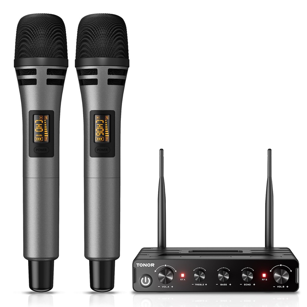 TONOR TW350 Wireless Microphones for Singing,UHF Handheld Dynamic Karaoke Mics& Receiver