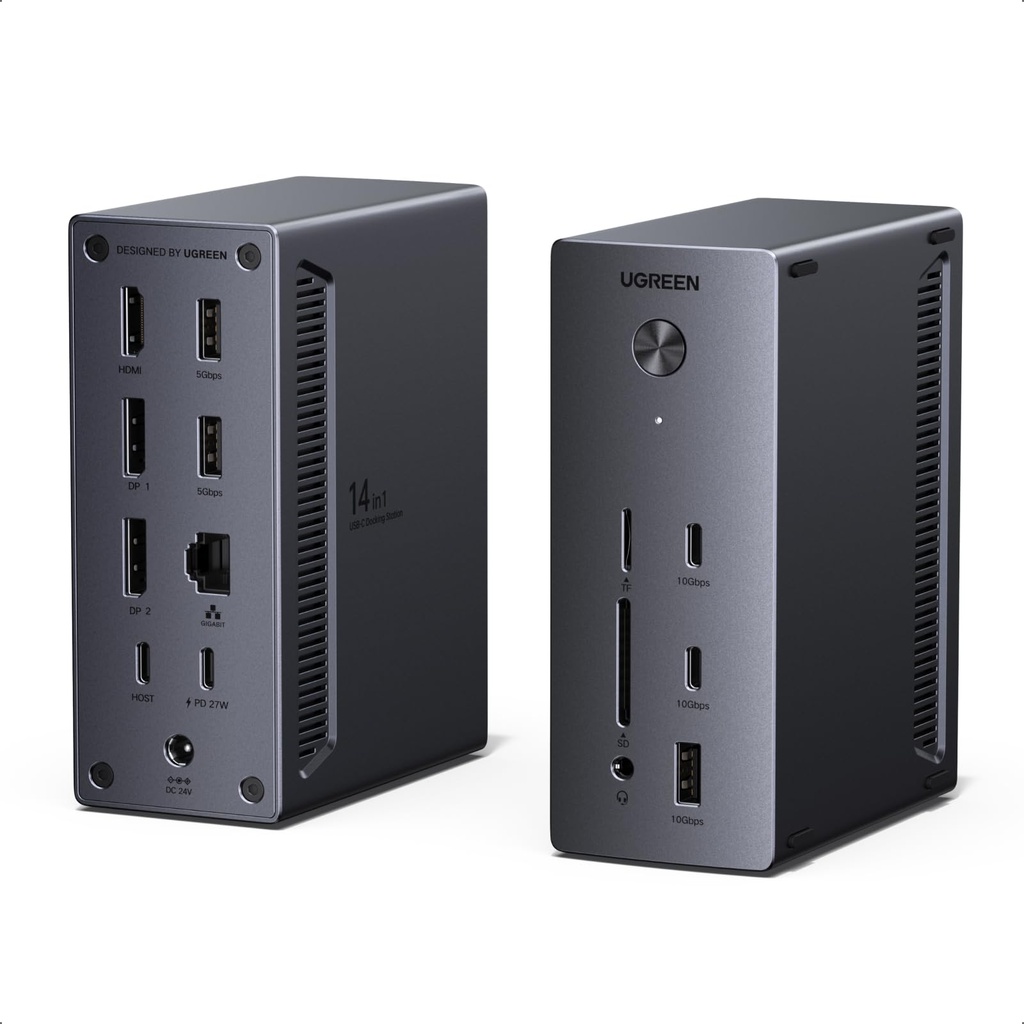 UGREEN Docking Station, Triple 4K Display (2x DP+ HDMI), 14-Port USB-C Dock, 100W Max Charg