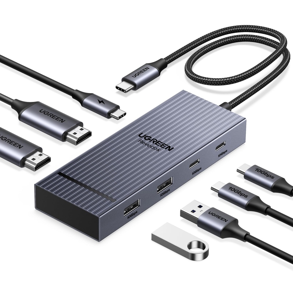 UGREEN Laptop Docking Station Dual Monitor, Revodok Pro 7-in-1 USB C Hub, Dual 4K@60Hz