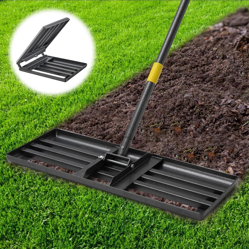Lawn Leveling Rake, 66x25 cm Leveling Rakes for Lawn Heavy Duty, 5FT Lawn Level Tool Adjusta