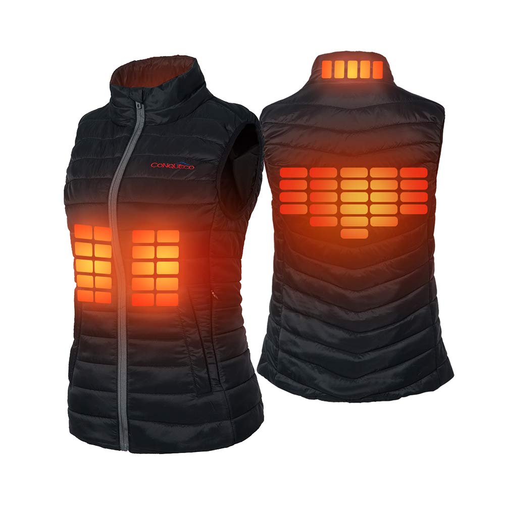 CONQUECO Heated Vest: Heated Jacket with 10000 mAh Battery, USB Charging Heated Vest