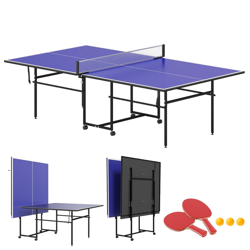 SPORTNOW 9FT Folding Table Tennis Table, Portable Full-Size Ping Pong Table, Quick Set-Up