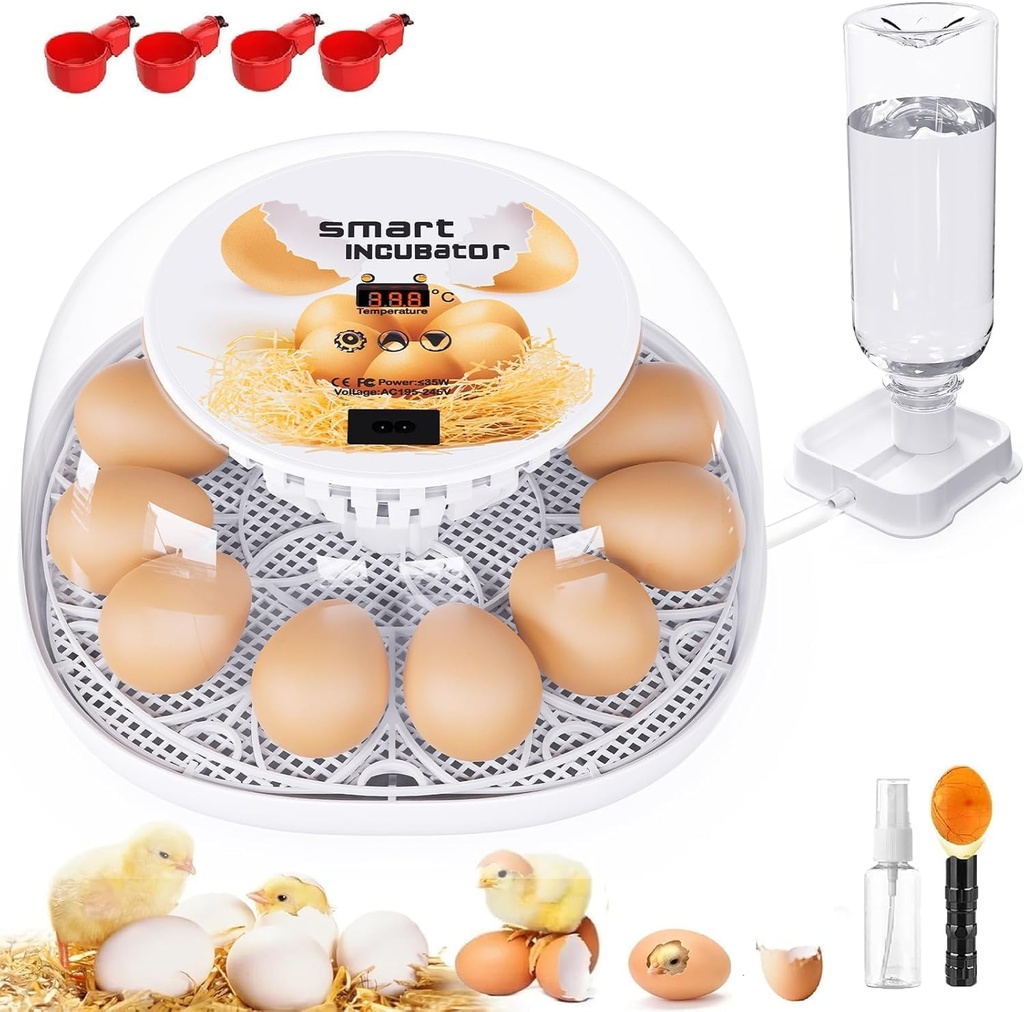Incubators for Hatching Eggs, 12-24 Egg Incubator with Automatic Egg Turning and Humidity C
