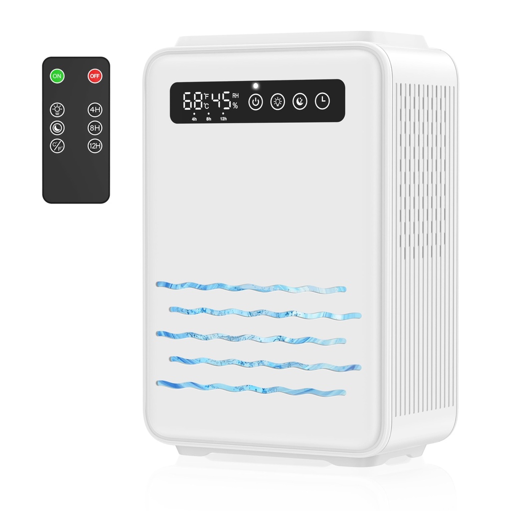 Updated Dehumidifier (Remote control) for Bedroom, 2.8L Water Tank,75m?? Quiet, Small