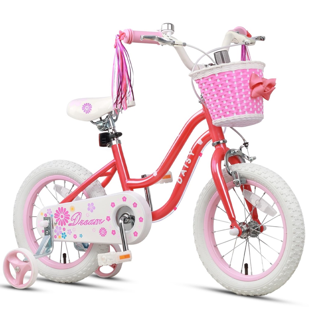 Glerc Daisy Kids Bike 16 inch for 4 5 6 7 years Old Girls with Streamers & Basket