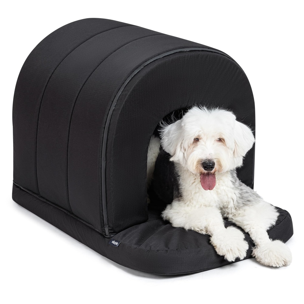 PELZIN Orthopedic Dog House - Outdoor Waterproof Dog Shelter w/Porch - Indoor Pet House