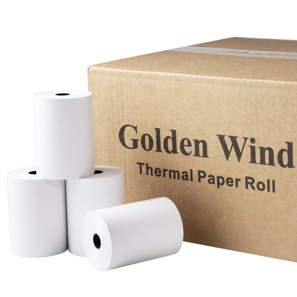 50 Rolls, GOLDEN WIND 2 1/4" x 165' Thermal Paper Till Receipt Rolls for Cash Register/POS T