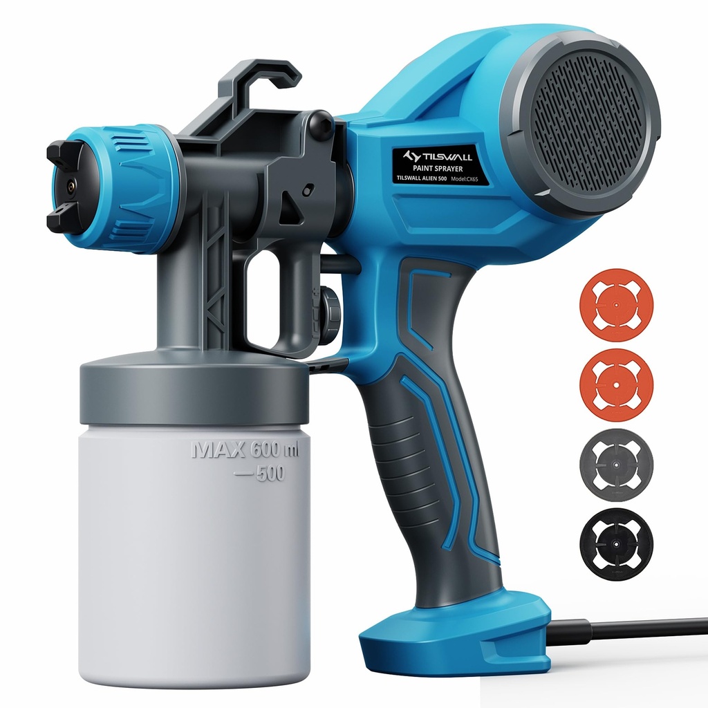 Tilswall Paint Sprayer Ideal for Beginners, Ultra Lightweight Spray Paint Gun Easy to Use an