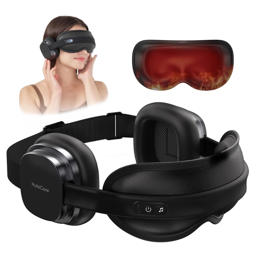 HubiCare Noise-Cancelling Eye Relaxer with Heat Therapy and Bluetooth Music, Headset Design