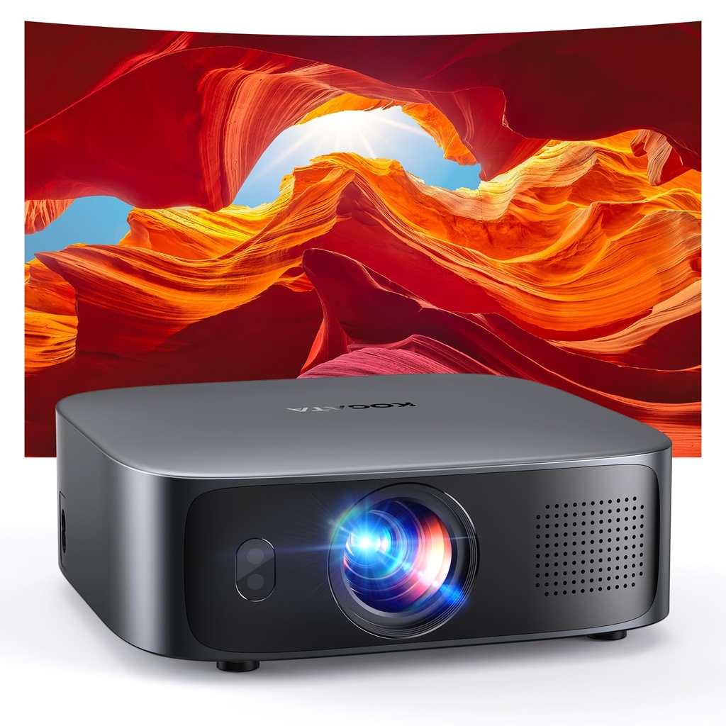 [2026 Upgrade] 4K Short Throw Projector, 1200 ANSI, Smart TV OS Compatible with Netflix/Prim