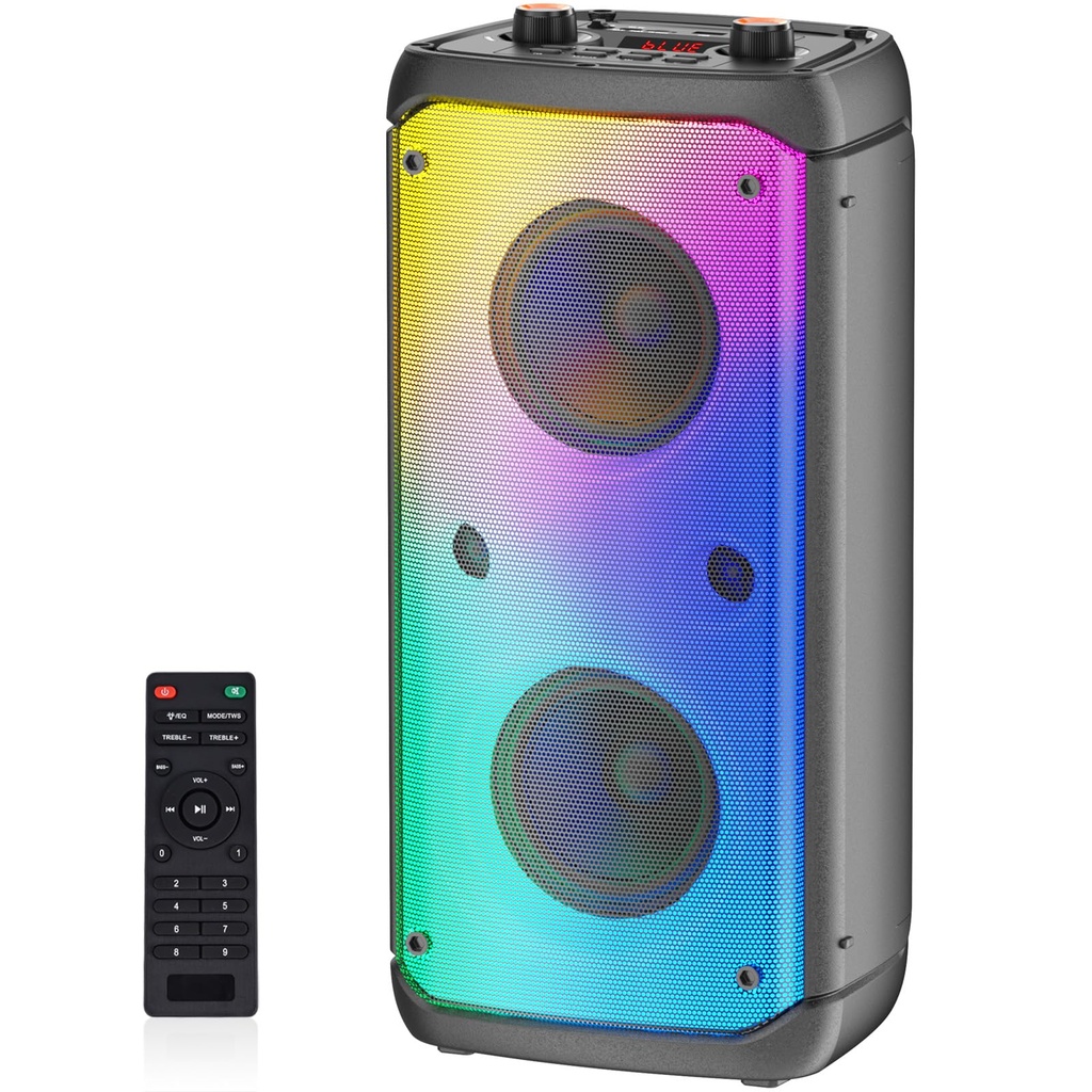Bluetooth Speaker Wireless, 80W Peak Wireless TWS Portable Outdoor Party Speakers with Subwo
