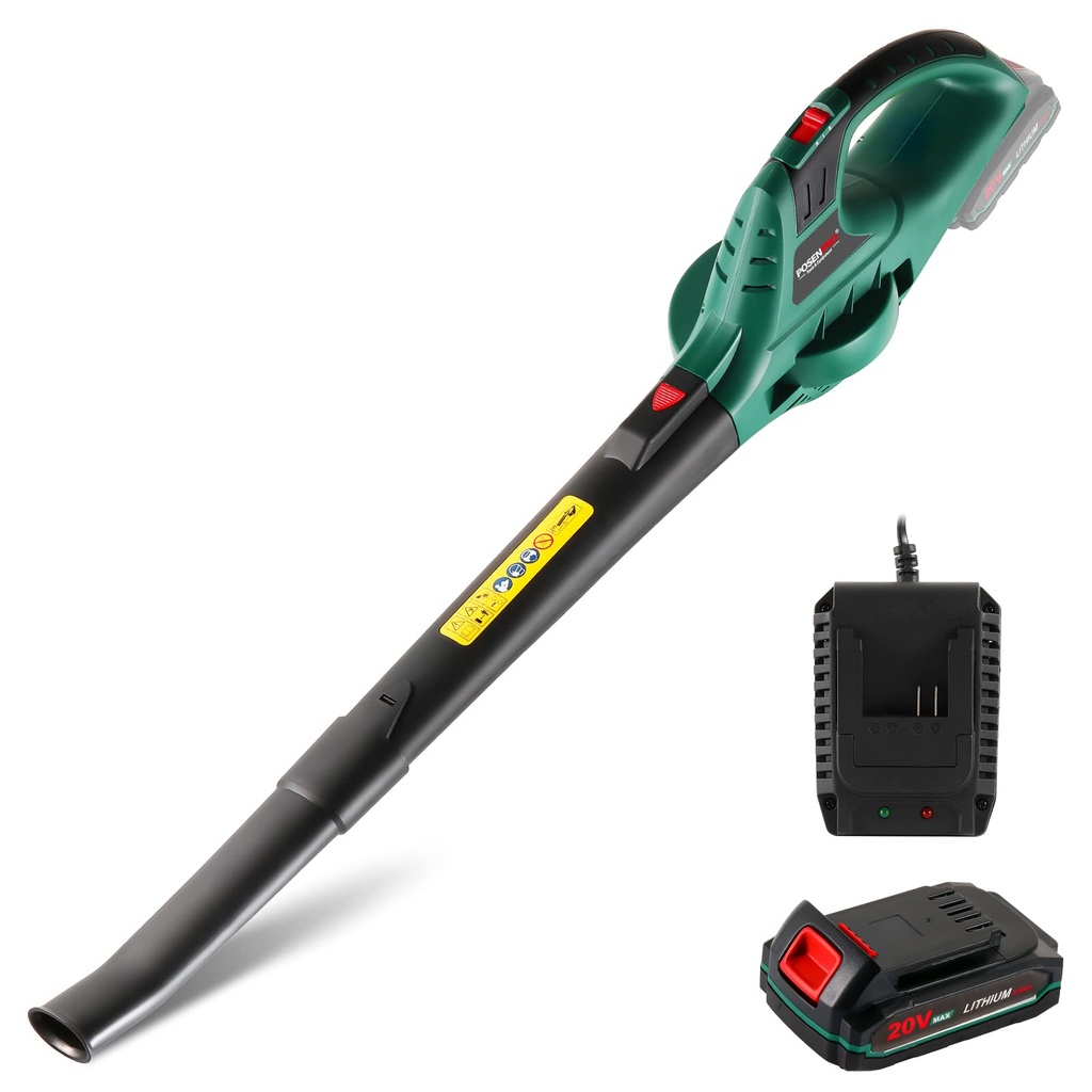 Leaf Blower Cordless - POSENPRO 20V Powerful Electric Leaf Blower with Battery and Charger