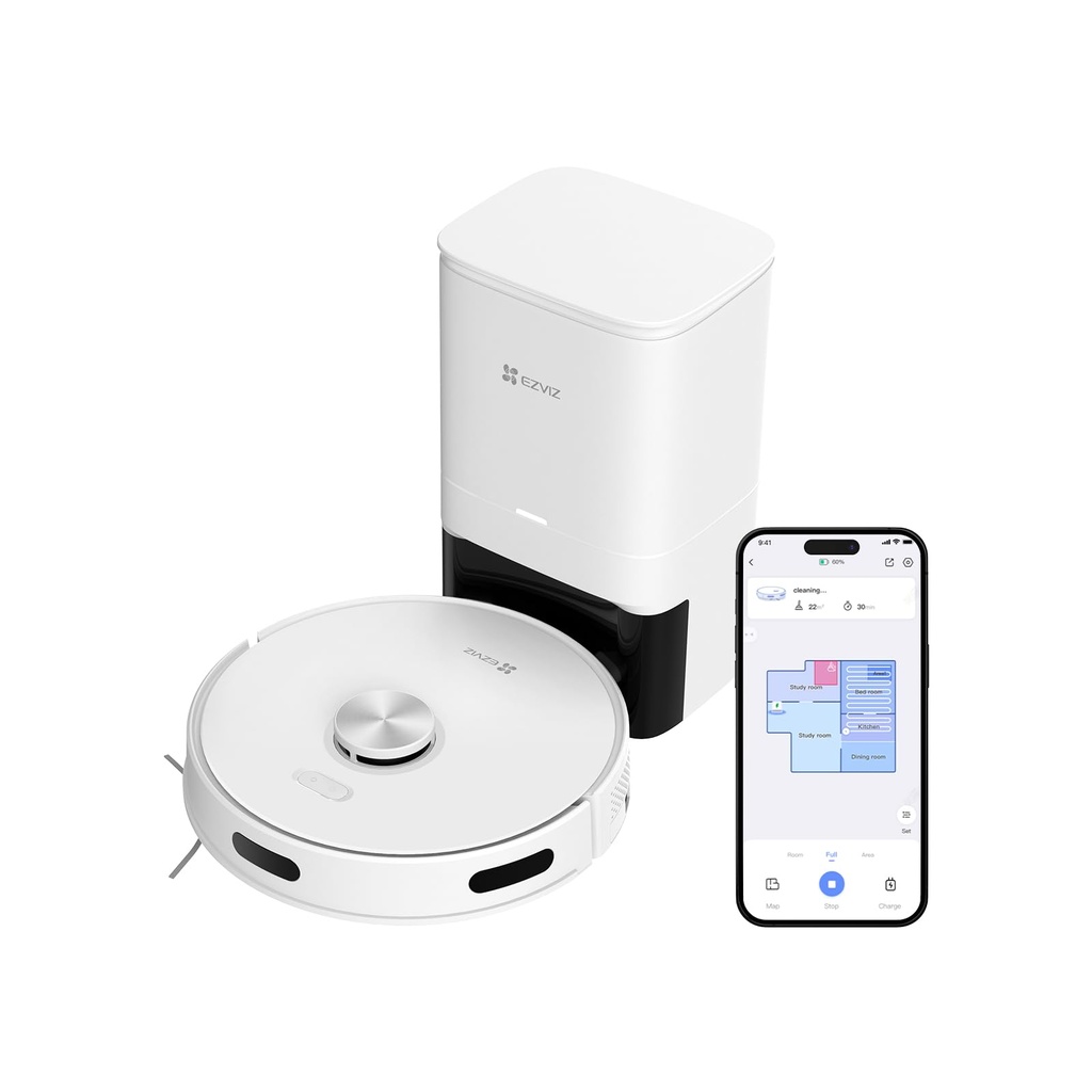 EZVIZ RE5 Plus Robot Hoover Mop, 4L Self Emptying Station, 4000 Pa, Carpet Detection, LiDAR