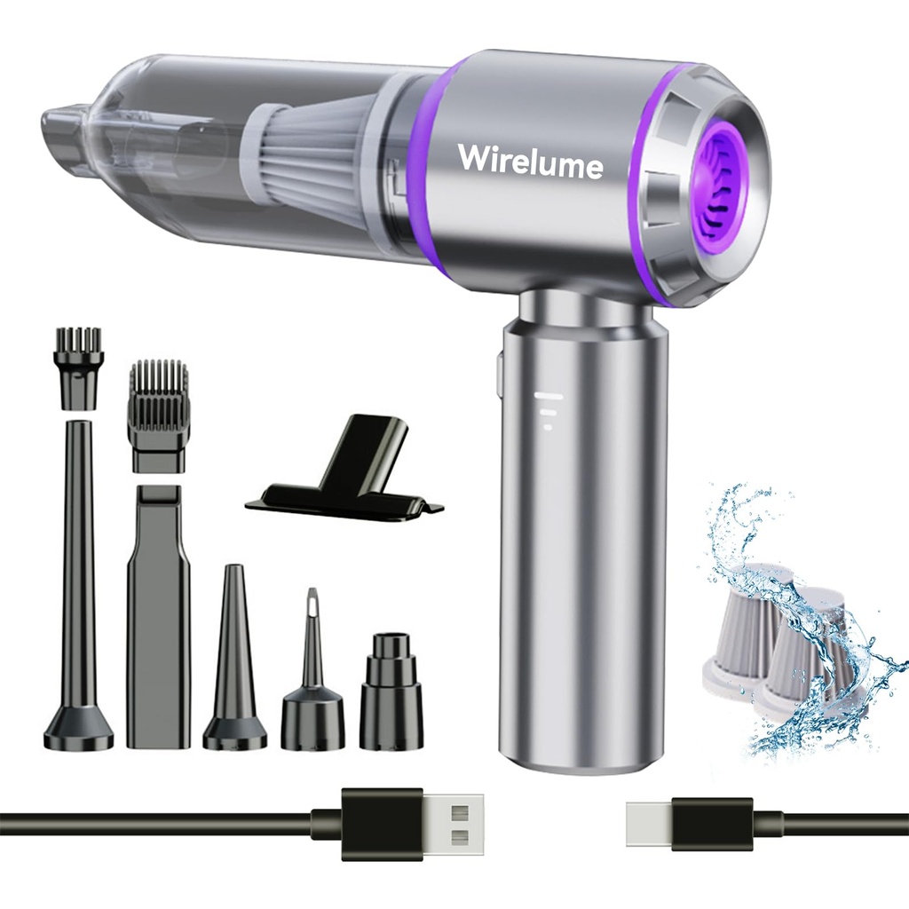 Wirelume Handheld Car Vacuum Cleaner Cordless Powerful 22000Pa Strong Cyclonic Suction Blowi