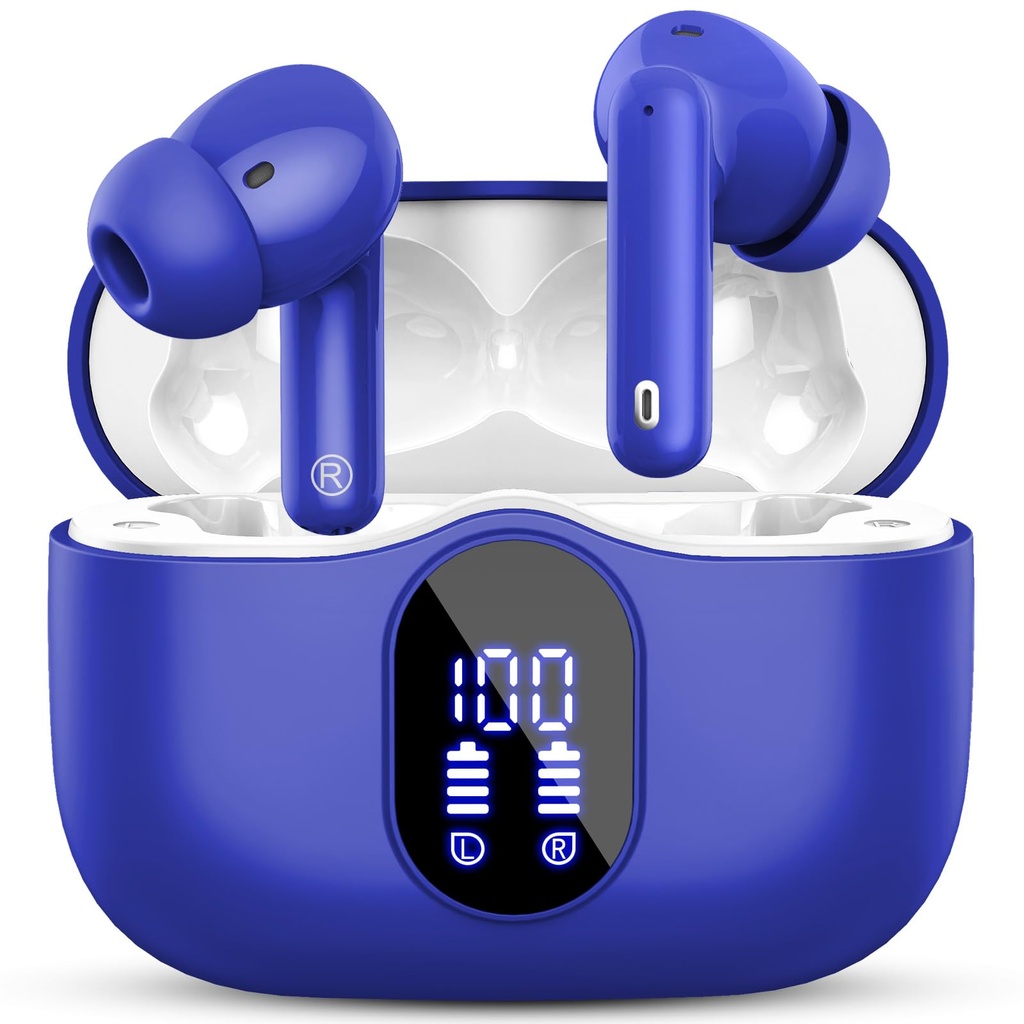 Wireless Earbuds, Bluetooth 5.4 Headphones In Ear with 4 ENC Noise Cancelling Mic, 2026 Blue