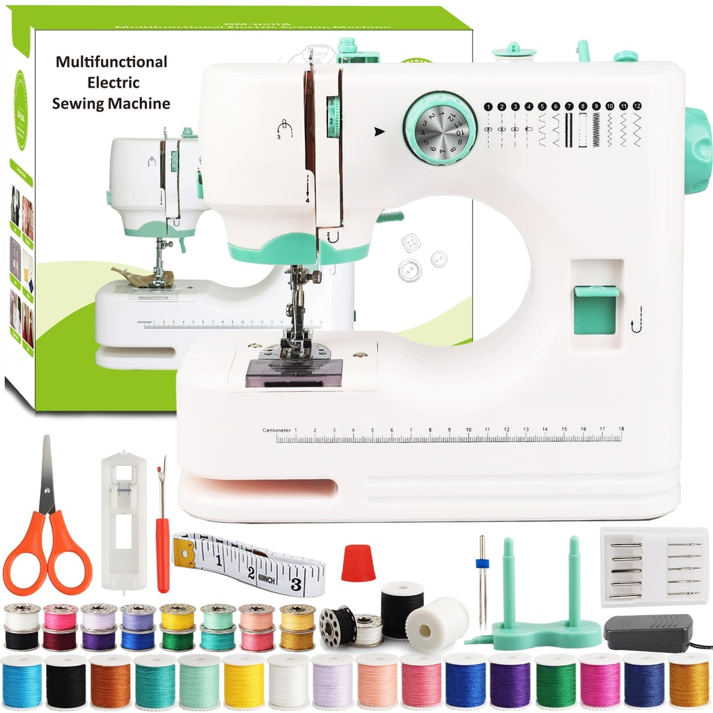 Brich Mini Sewing Machine for Beginners - Portable Electric 12 Stitch Sewing Machine 