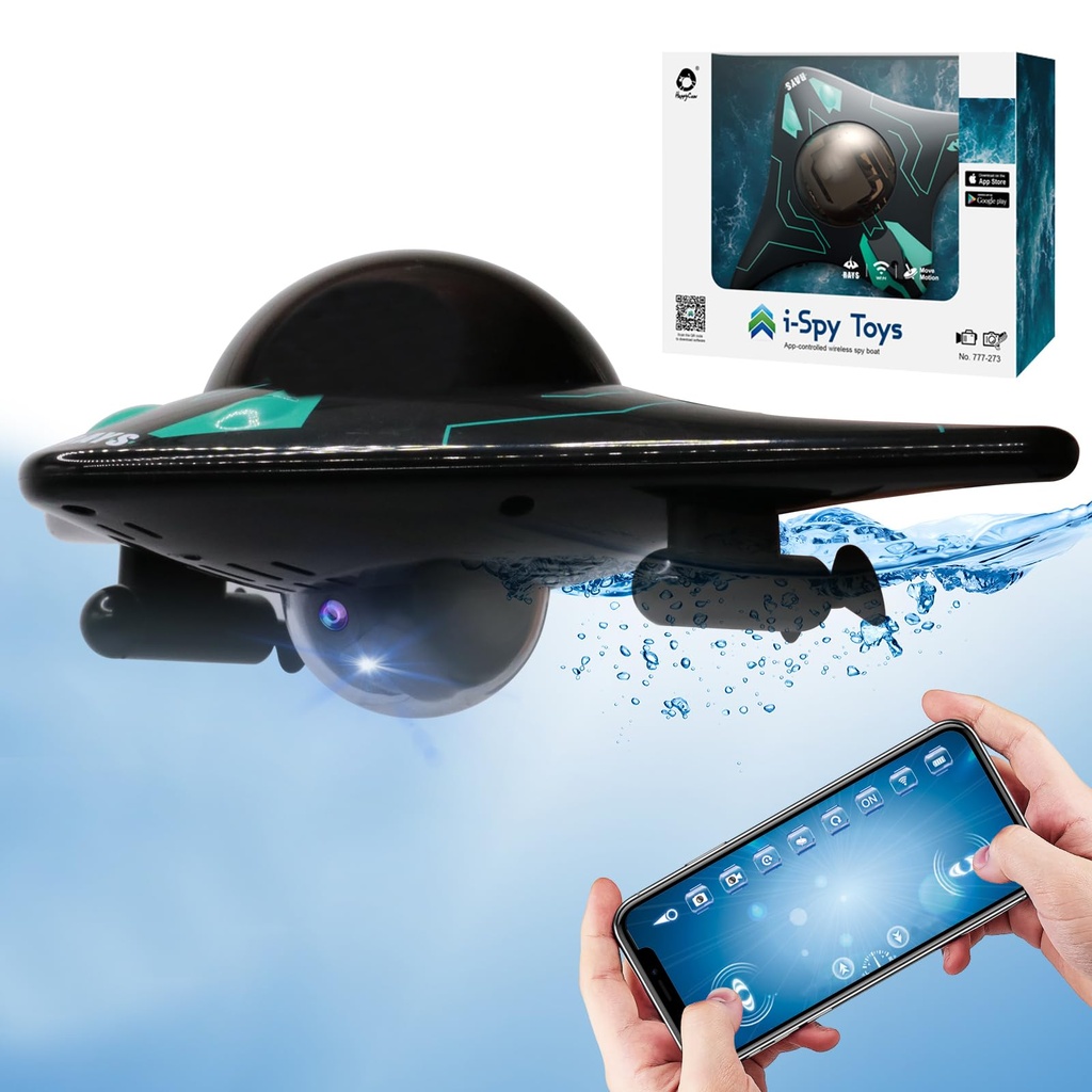 OBEST Remote Control Boat, High-Speed Spaceship Water Toy with High Definition Camera, LED