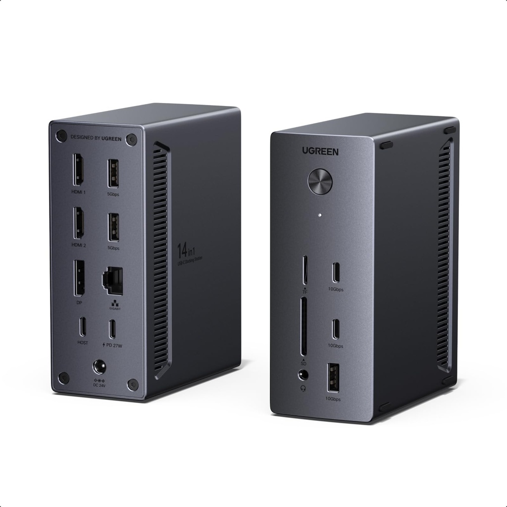 UGREEN Docking Station, Triple 4K Display (2x HDMI+ DP), 14-Port USB-C Dock, 100W Max Charging