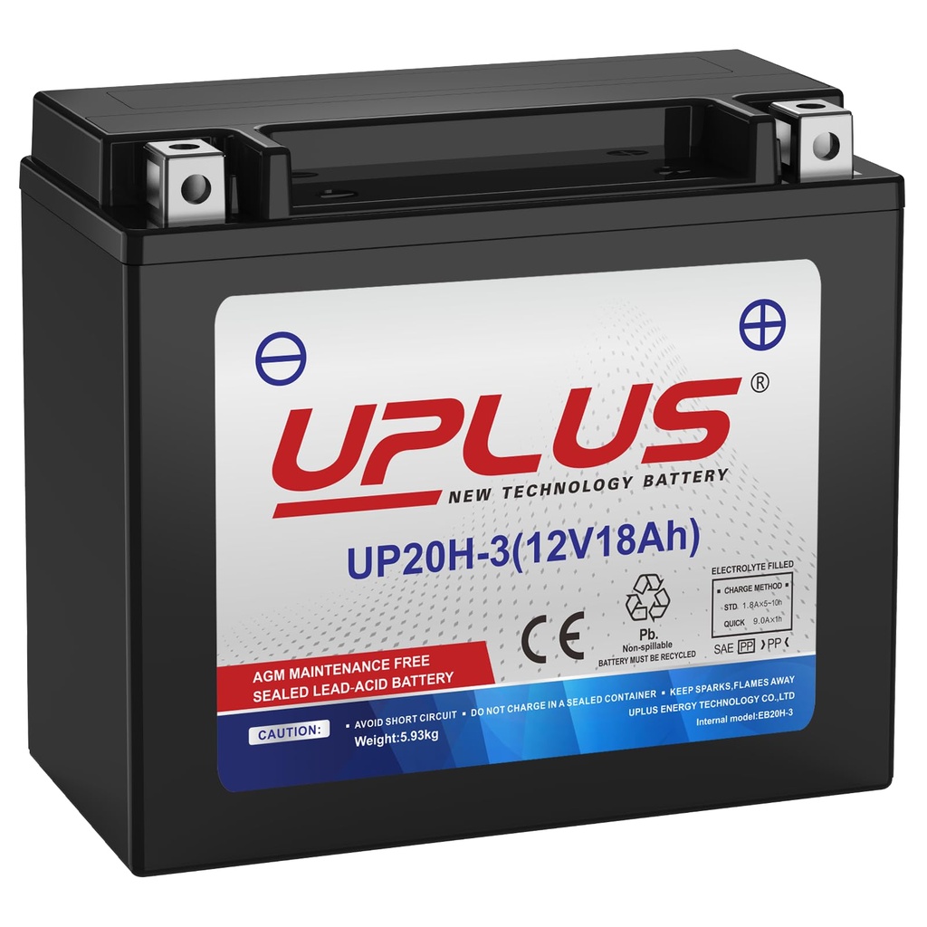 UPLUS Motorcycle Battery UP20H-3 12V 18Ah Agm Maintenance Free Batteries