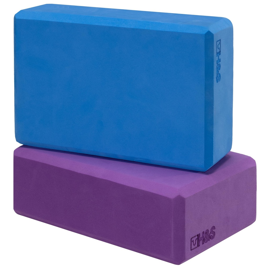 H&S Yoga Blocks Set of 2 - High Density EVA Foam Yoga Brick - Pilates Block Pillow - Yoga B
