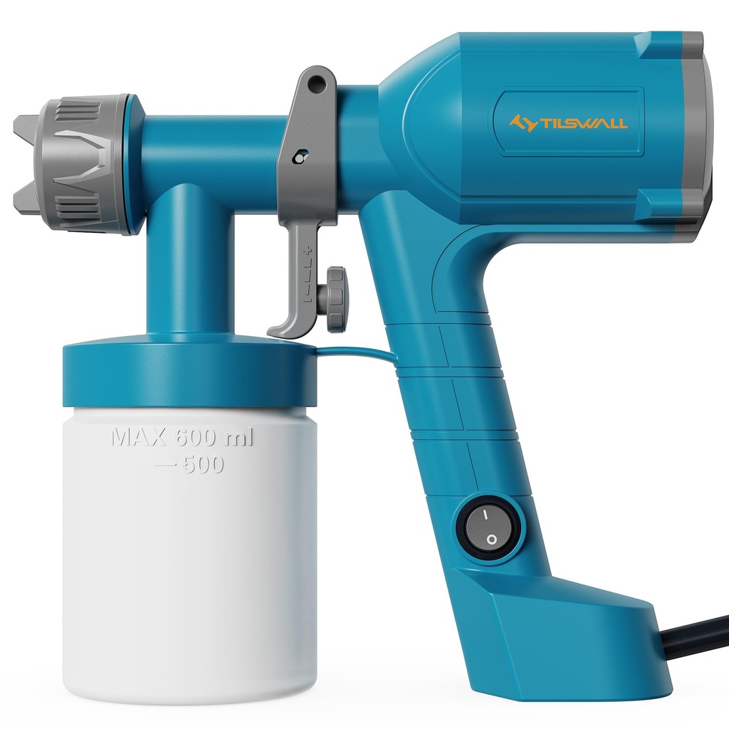 Fence Paint Sprayer, Tilswall Upgraded HVLP Electric Paint Spray Gun with 2 Nozzles