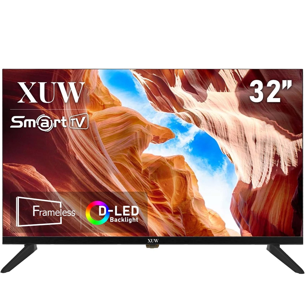 XUW 32 inch HD Smart TV, D-LED backlight Television, Borderless Design,HDMI USB DVB-T2/S2