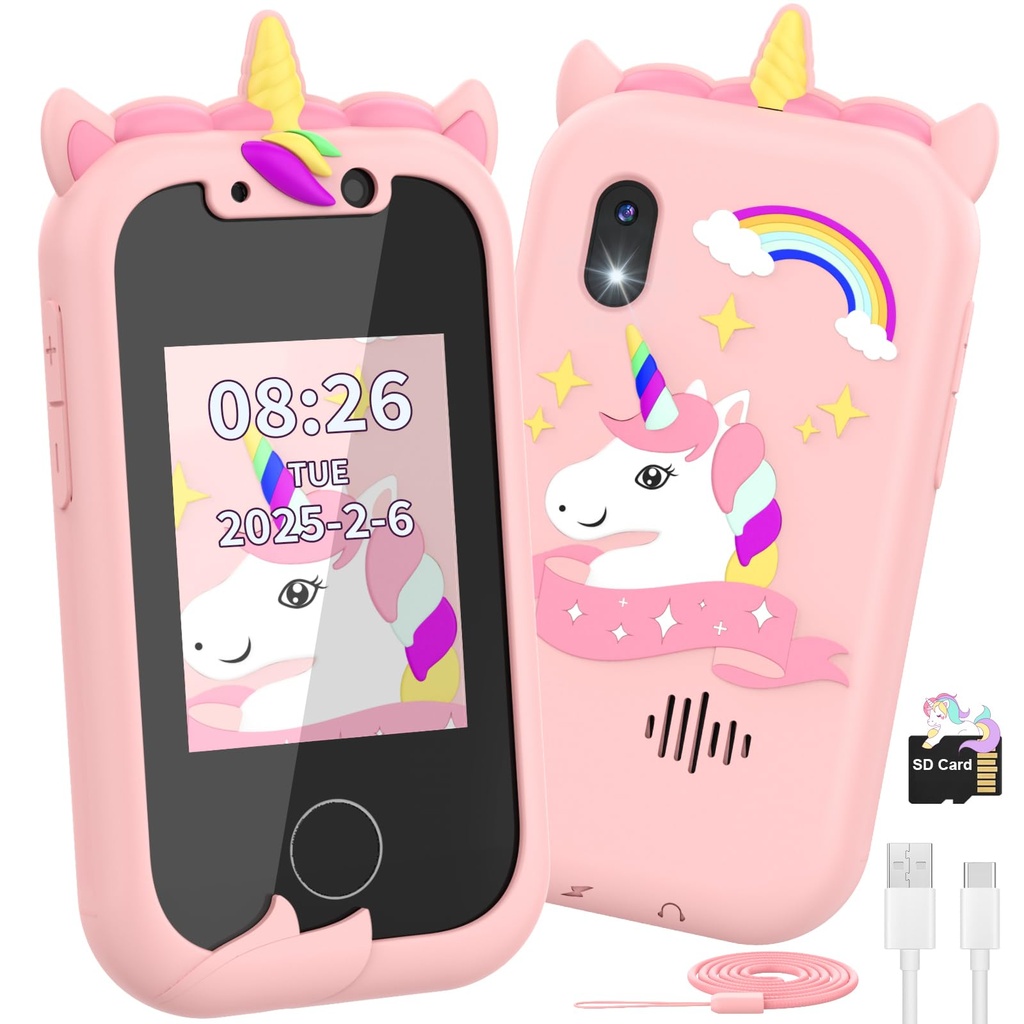 Ashfly Kids Phone for Girls Kids Smart Phone Learning Toy with Dual Camera 