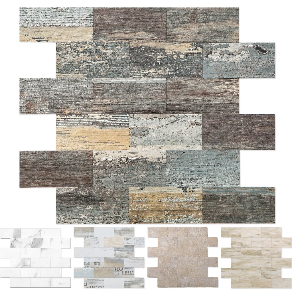 OYASIMI 20 Sheets Peel and Stick Tile Backsplash 13.5"X11.4" PVC Wall Tiles, Stick on Backs